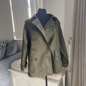 Michael Kors Double Breasted Trench Coat Olive Green Forest   Size M